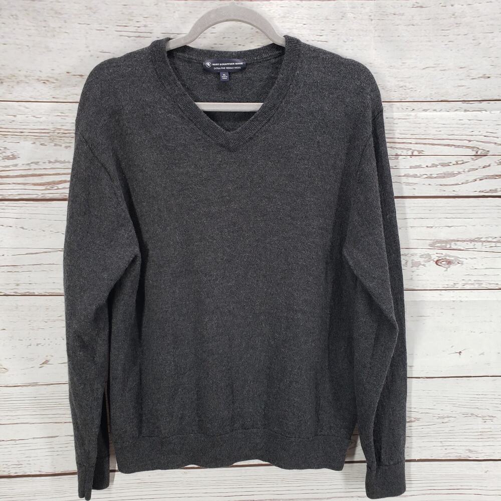 Hart Schaffner Marx Men's Gray Extra Fine Merino Wool Pullover Sweater XL